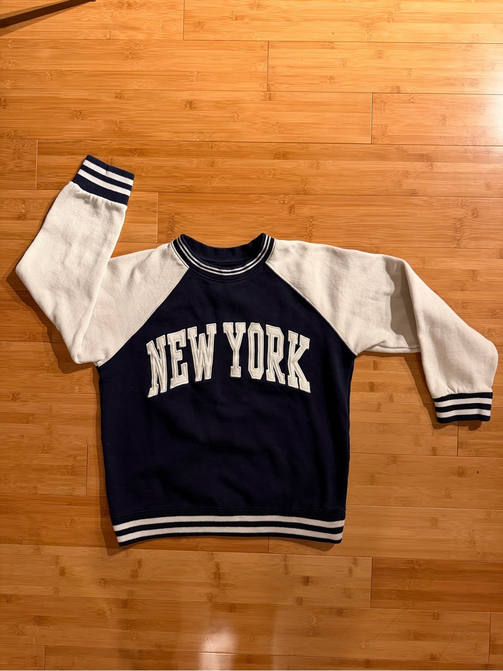 New York Popular Navy Blue & White Crewneck Sweatshirt - NEW YORK - Size Small